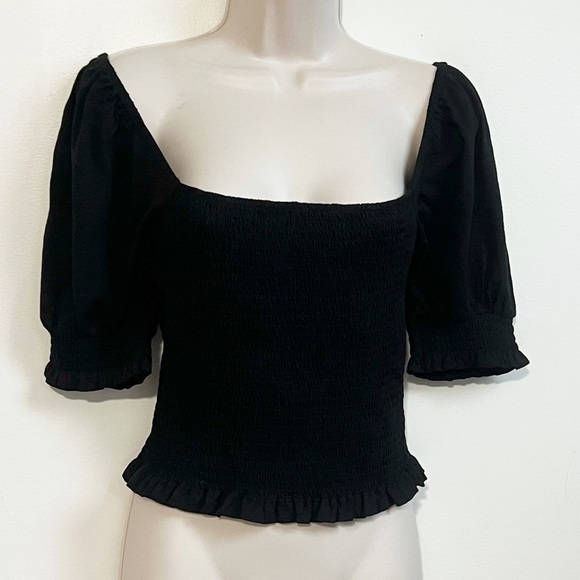 NEW Boden Puff Short Sleeve Square Neck black pullover semi fitted top blouse 8 - Picture 5 of 11